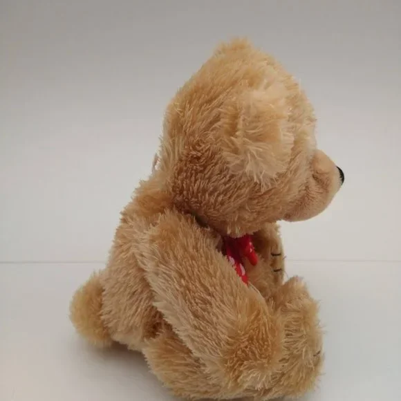 Dan Dee Valentine's Tan Bear 6" Plush With Heart Ribbon and Heart on Foot - Picture 2 of 7